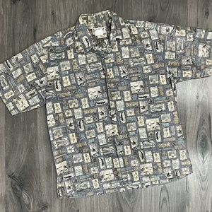 Vintage Cooke Street Hawaiian Shirt Button Up Down Luau Large L Hula Girl